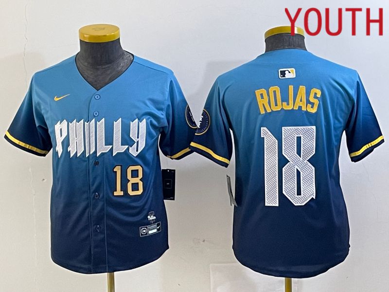 Youth Philadelphia Phillies #18 Rojas Blue City Edition Nike 2024 MLB Jersey style 2->houston astros->MLB Jersey